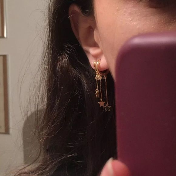 💛 GOLD 💛dangling earrings with stars - Picture 4 of 4